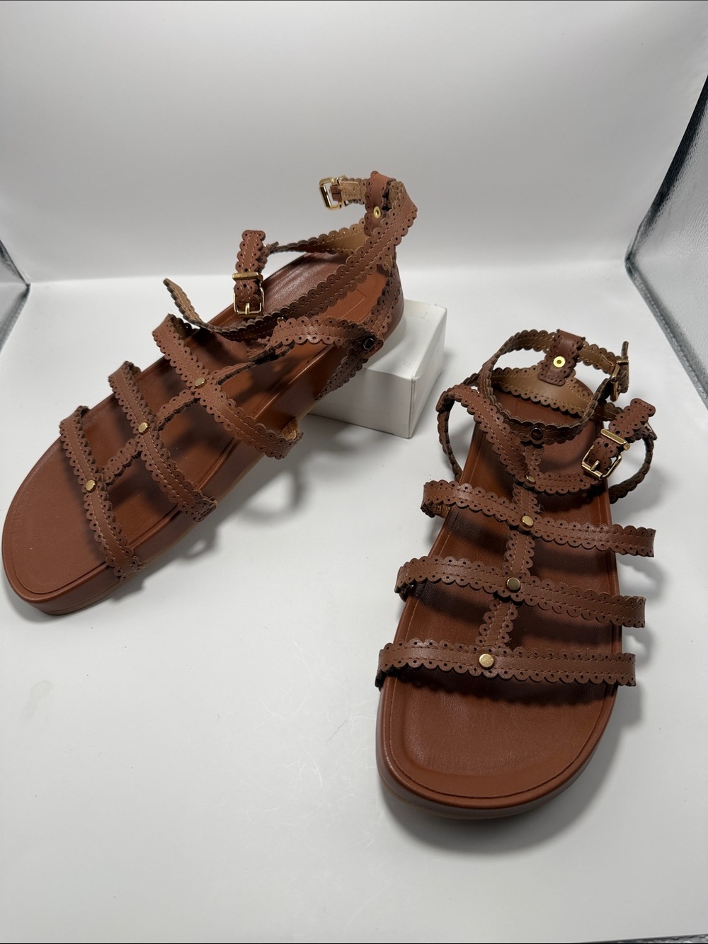 Dolce Vita Susana Anthropologie Cognac Leather Gladiator Sandals 10 NEW - Picture 2 of 7